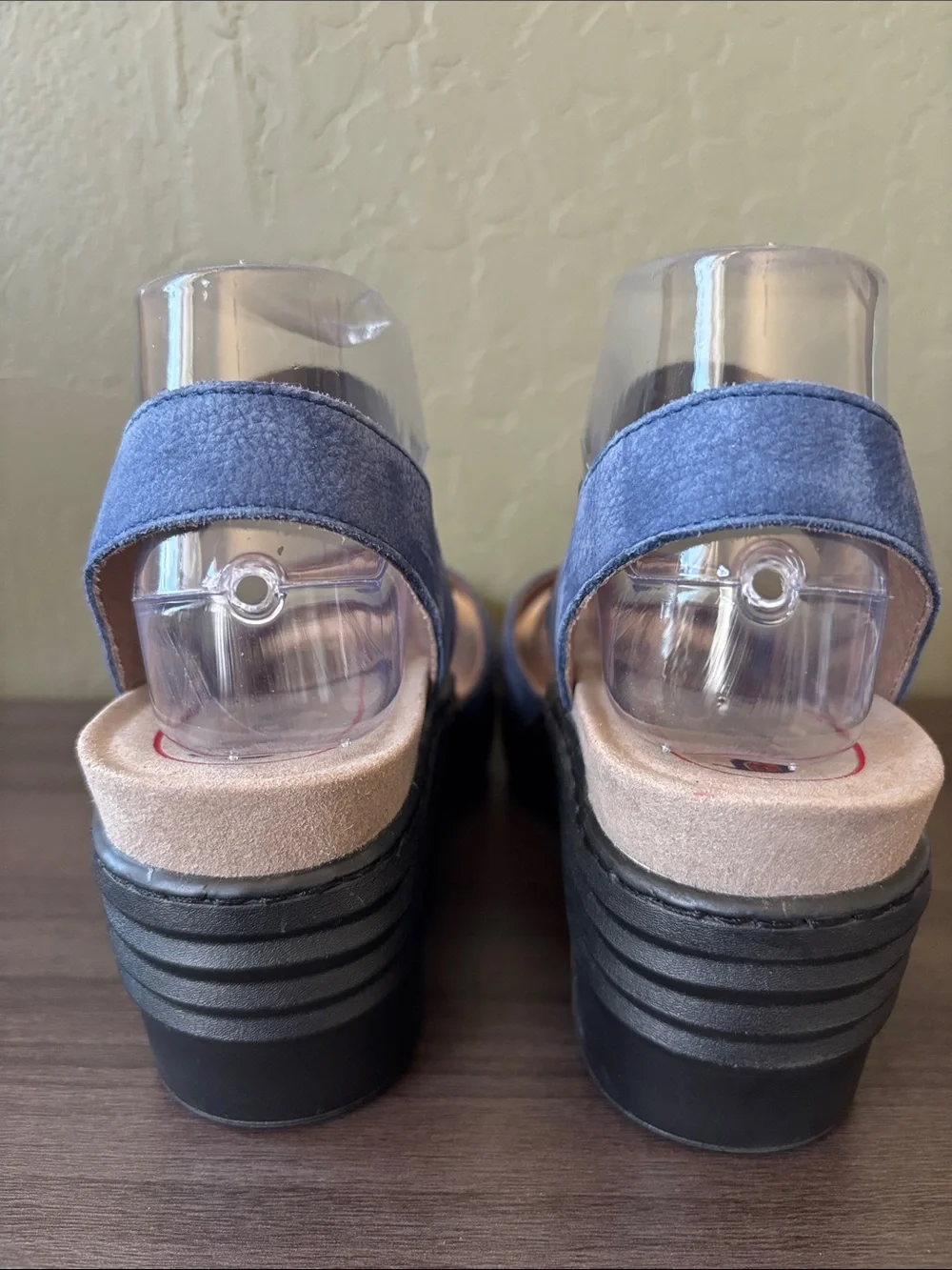 Bionica Stream Blue Nubuck Leather Wedge Slip On Sandals Size Womens 8.5